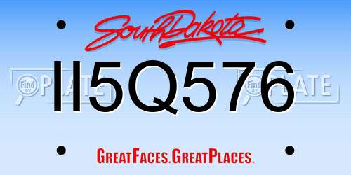 II5Q576 South Dakota License Plate
