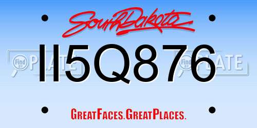 II5Q876 South Dakota License Plate