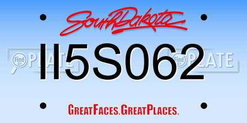 II5S062 South Dakota License Plate