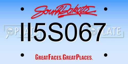 II5S067 South Dakota License Plate