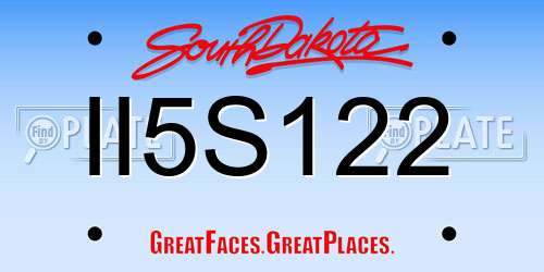 II5S122 South Dakota License Plate