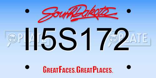 II5S172 South Dakota License Plate