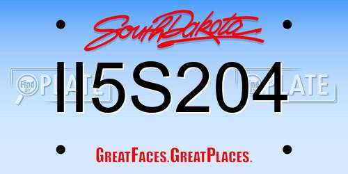 II5S204 South Dakota License Plate