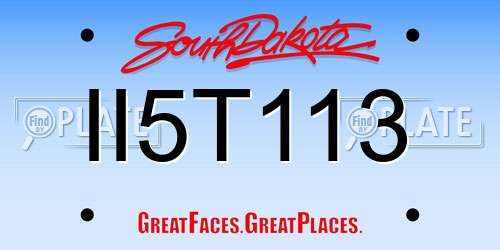 II5T113 South Dakota License Plate