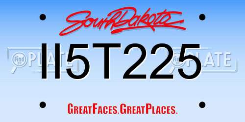 II5T225 South Dakota License Plate