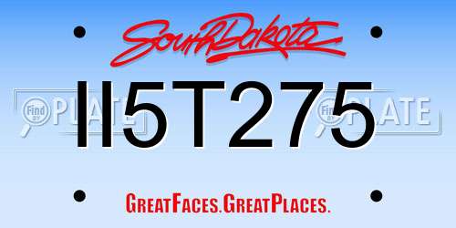 II5T275 South Dakota License Plate