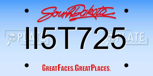 II5T725 South Dakota License Plate