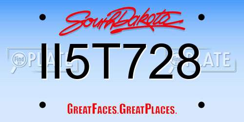 II5T728 South Dakota License Plate