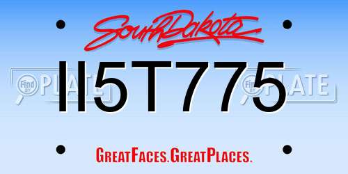 II5T775 South Dakota License Plate