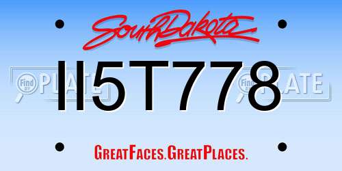 II5T778 South Dakota License Plate
