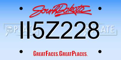II5Z228 South Dakota License Plate