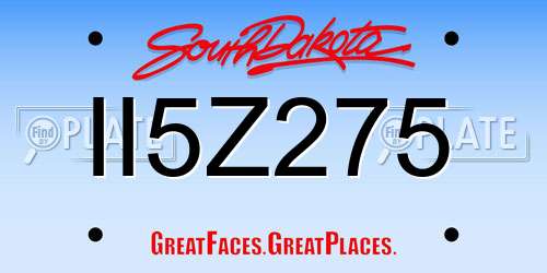 II5Z275 South Dakota License Plate