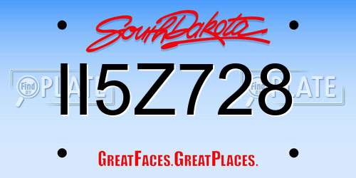II5Z728 South Dakota License Plate
