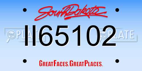 II65102 South Dakota License Plate