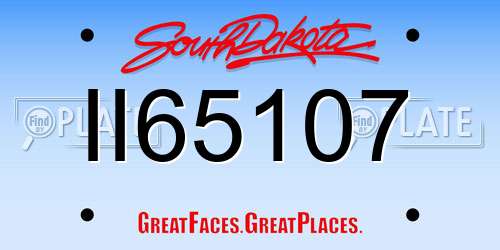 II65107 South Dakota License Plate