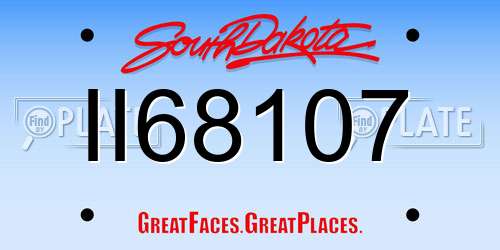 II68107 South Dakota License Plate