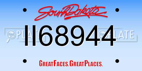 II68944 South Dakota License Plate