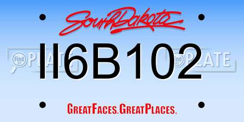 II6B102 South Dakota License Plate