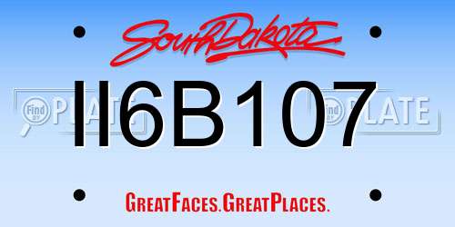 II6B107 South Dakota License Plate