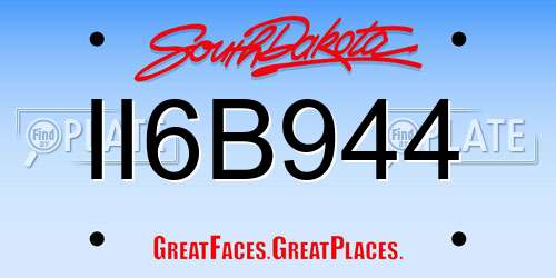 II6B944 South Dakota License Plate