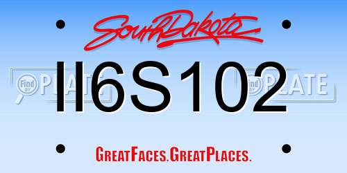 II6S102 South Dakota License Plate