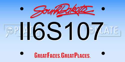 II6S107 South Dakota License Plate