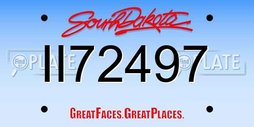 II72497 South Dakota License Plate