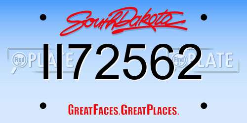 II72562 South Dakota License Plate