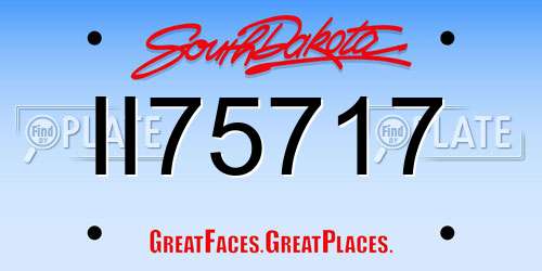II75717 South Dakota License Plate