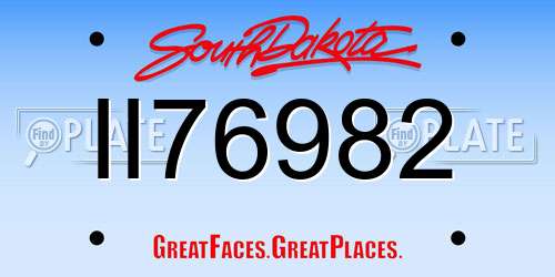 II76982 South Dakota License Plate