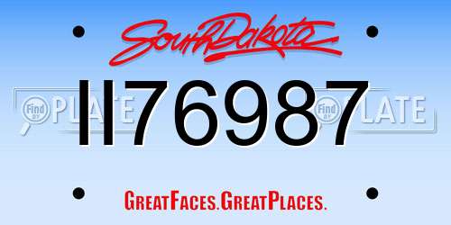 II76987 South Dakota License Plate