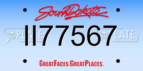 II77567 South Dakota License Plate