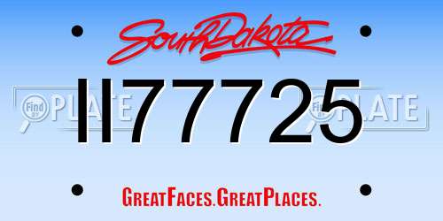 II77725 South Dakota License Plate