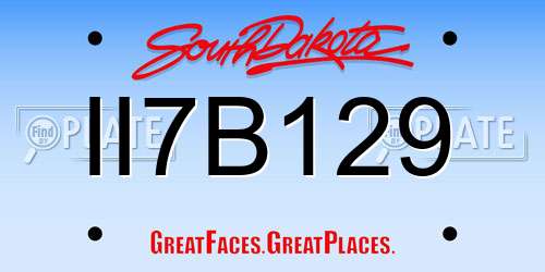 II7B129 South Dakota License Plate