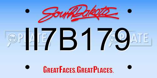 II7B179 South Dakota License Plate
