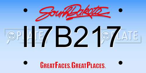 II7B217 South Dakota License Plate
