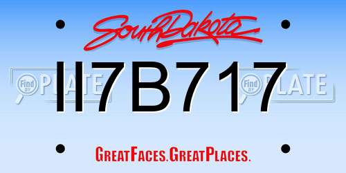 II7B717 South Dakota License Plate