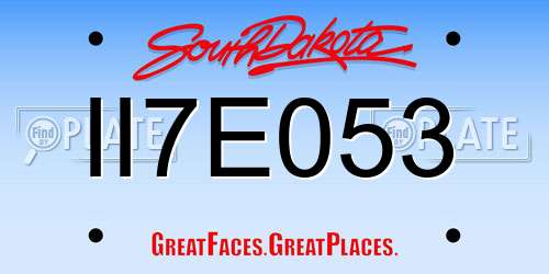 II7E053 South Dakota License Plate