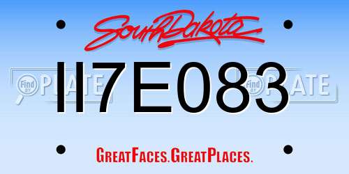II7E083 South Dakota License Plate