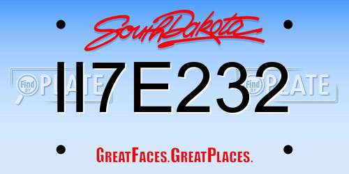 II7E232 South Dakota License Plate
