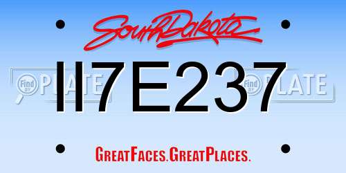 II7E237 South Dakota License Plate