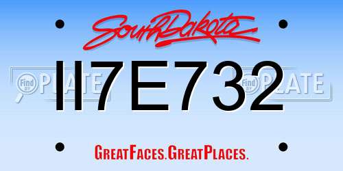 II7E732 South Dakota License Plate