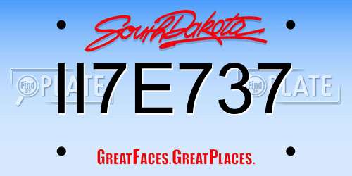 II7E737 South Dakota License Plate