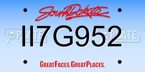 II7G952 South Dakota License Plate