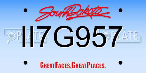 II7G957 South Dakota License Plate