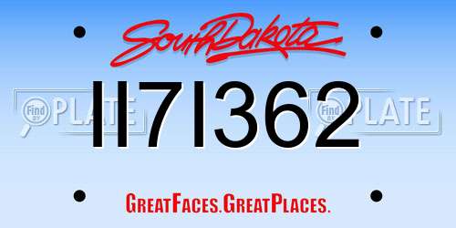II7I362 South Dakota License Plate