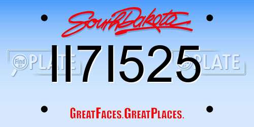II7I525 South Dakota License Plate