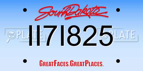 II7I825 South Dakota License Plate