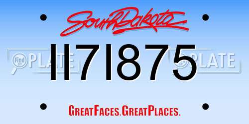 II7I875 South Dakota License Plate