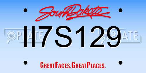 II7S129 South Dakota License Plate